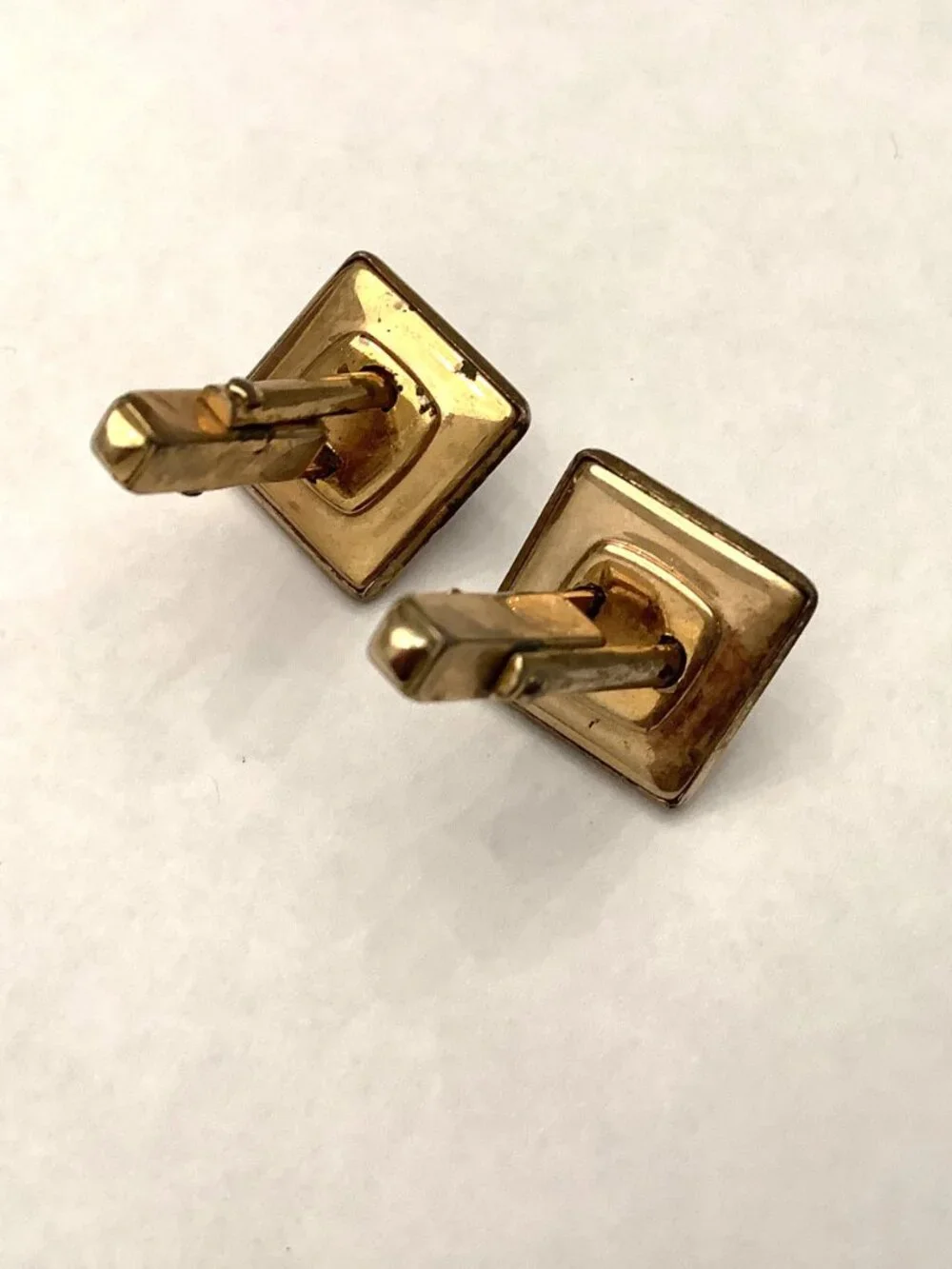 Vintage Anson Tie Clip & Cufflinks Mother Of Pearl on Gold Plated Brass Signed